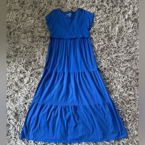 Latched Mama Blue Tiered Maxi Nursing Dress